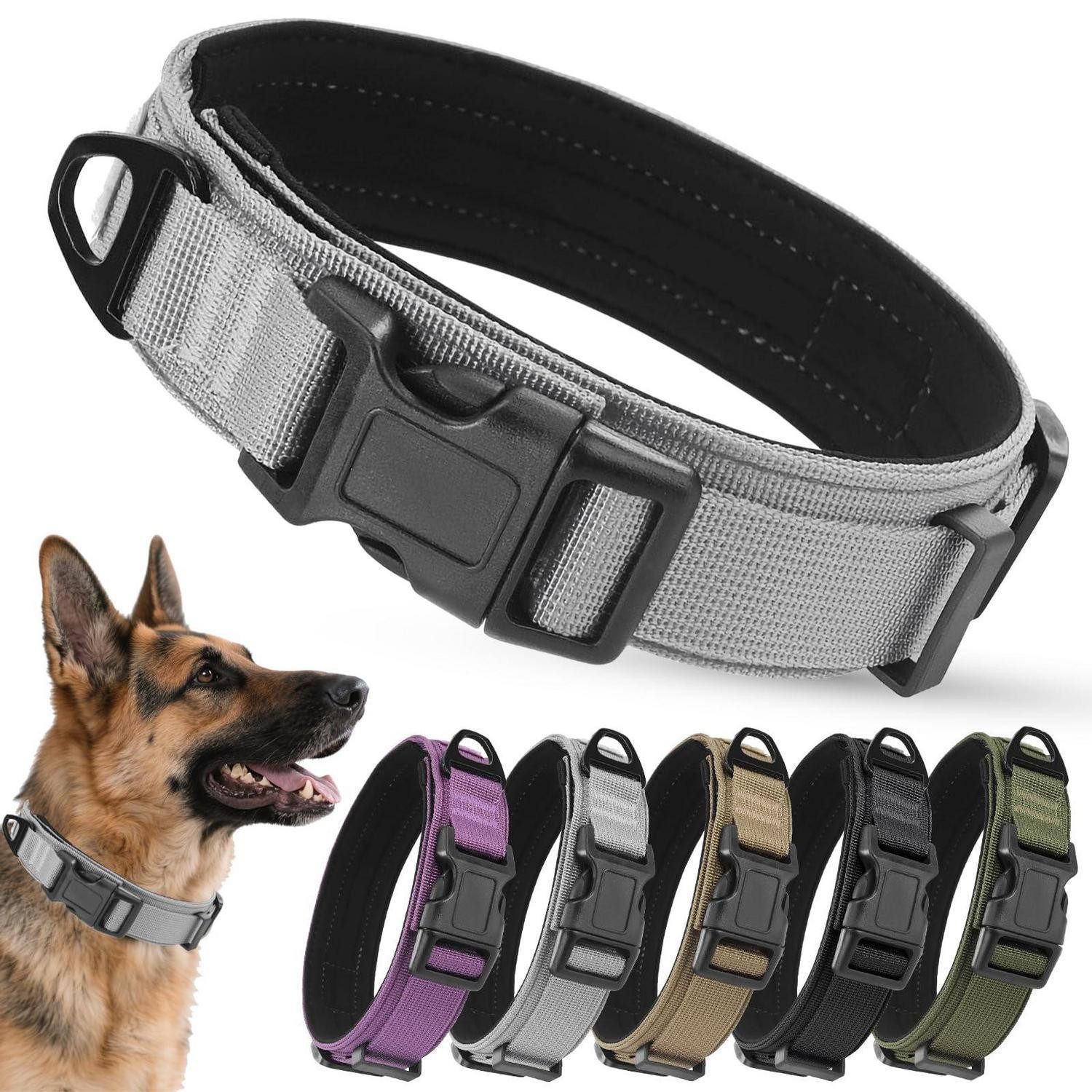 LuxusKollektion Hunde-Halsband Taktisches Hundehalsband Grau XL