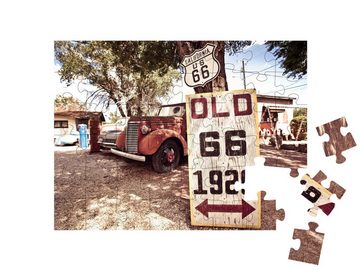 puzzleYOU Puzzle Rostige Autos und Schilder mit Route 66, 48 Puzzleteile, puzzleYOU-Kollektionen Route 66