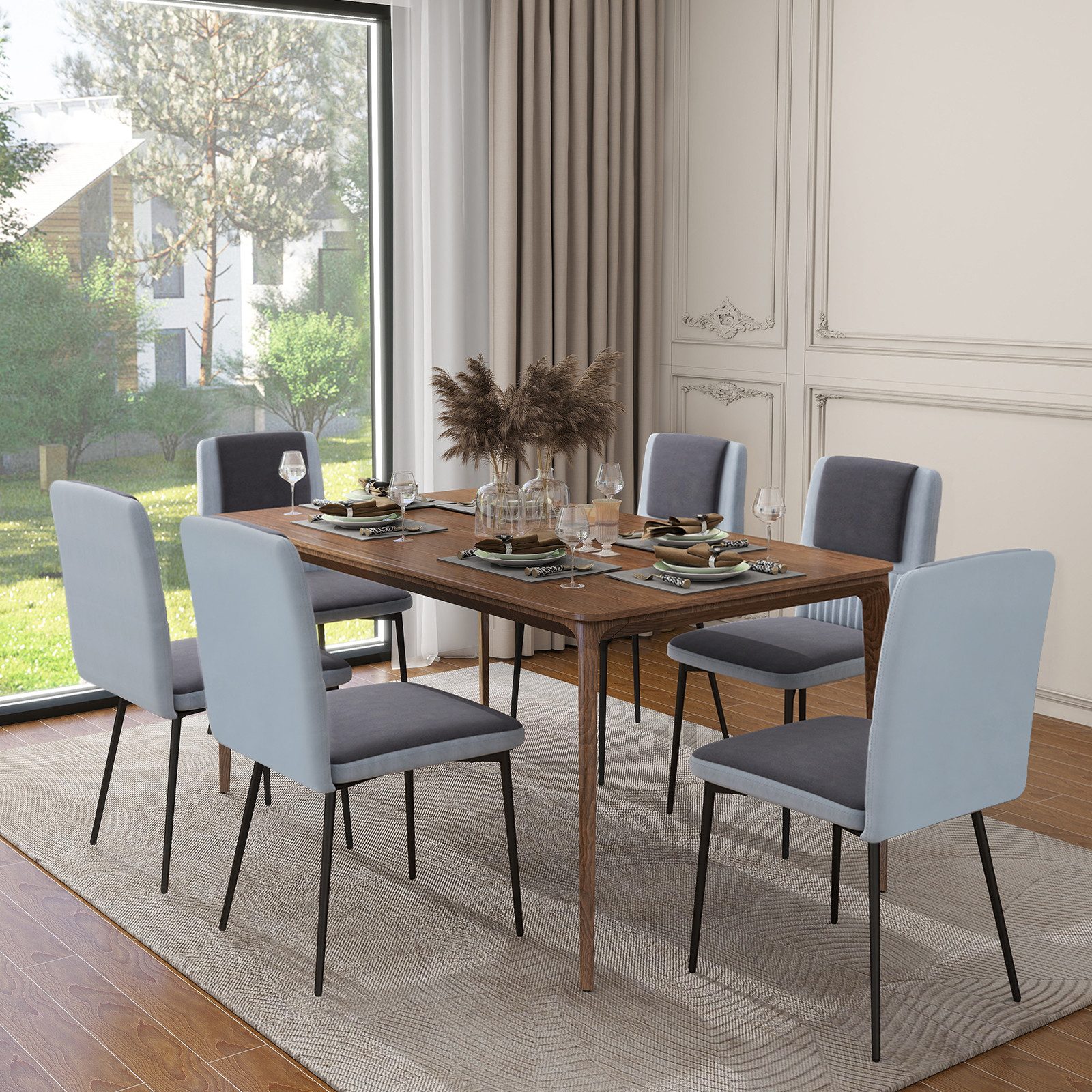 Puluomis Esszimmerstuhl Samt Stuhl mit hoher Rückenlehne, Küchenstuhl 2/4/6 günstig online kaufen