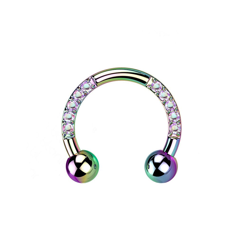 Taffstyle Nasenpiercing Titan Hufeisen Horseshoe Piercing Rainbow Rainbow 1,2mm x 10mm x 3mm (Ohrpiercing Cartilage Helix Orbital Brust Intim Ring Lippenbädchen), Lippenpiercing Ohr Implantatqualität Nasenpiercing Nasenring Tragus