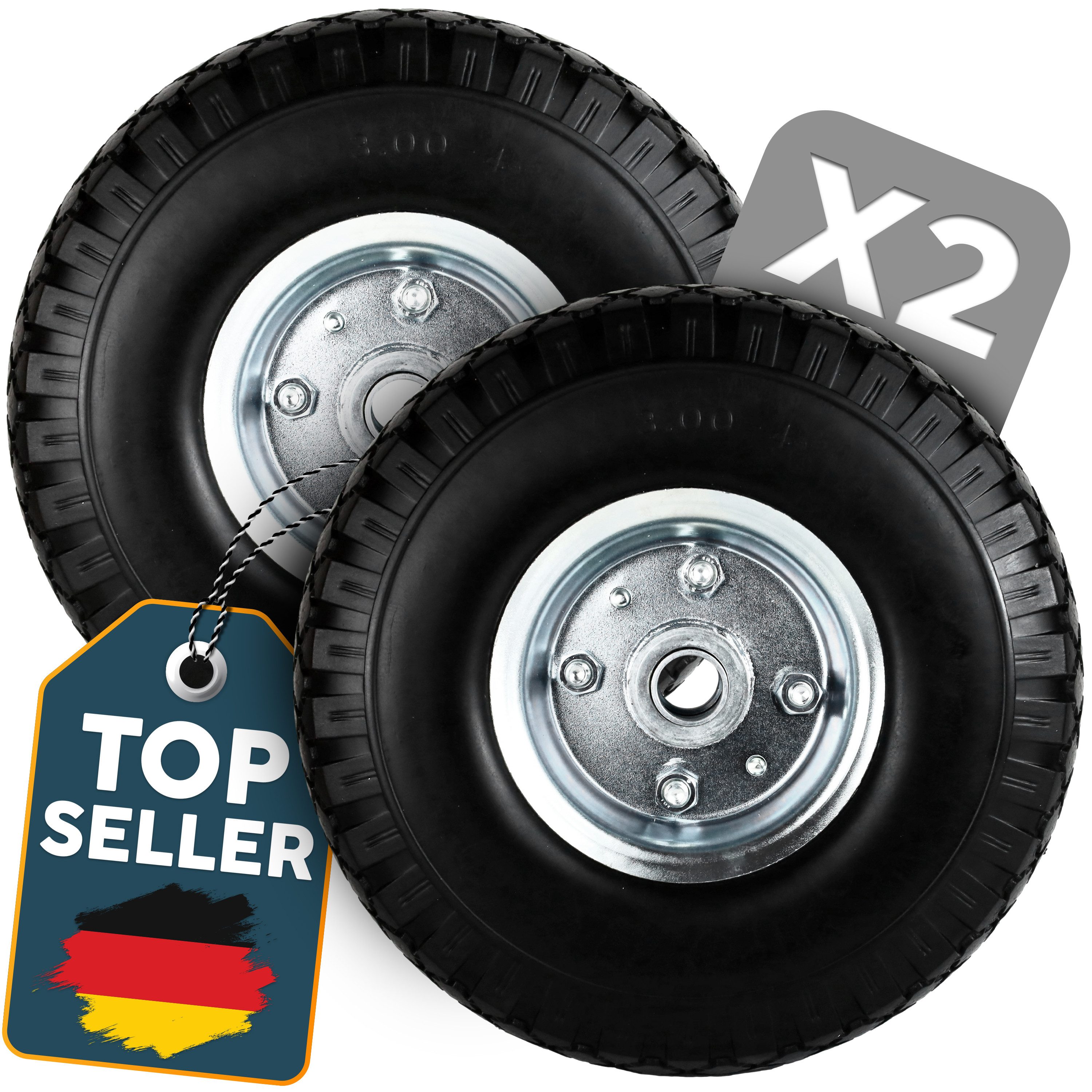 Frosal Ersatzrad 2 x PU Rad Stahlfelge Silber 20 mm Bollerwagen Sackkarre (1 St)