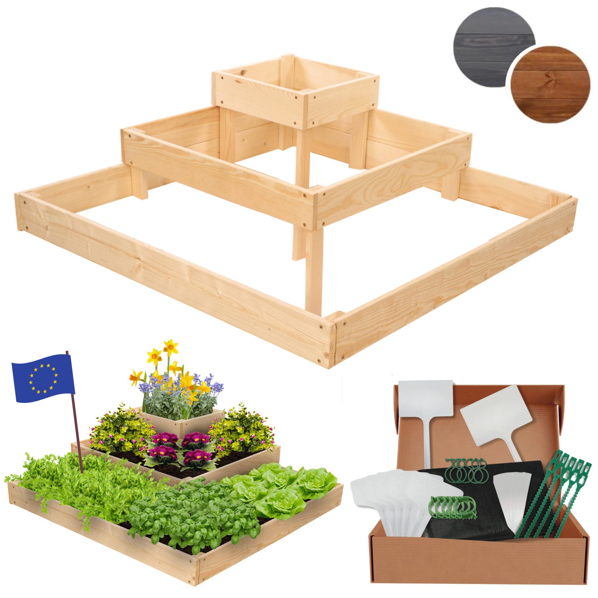 Modo24 Hochbeet ZP08 Kräuterbeet, Gartenbeet, Pflanzkasten, Blumenbeet, Gemüsegarten, für Garten und Terrasse, Kiefernholz Massivholz, Höhe 27 cm, 3 Цвета(ов)
