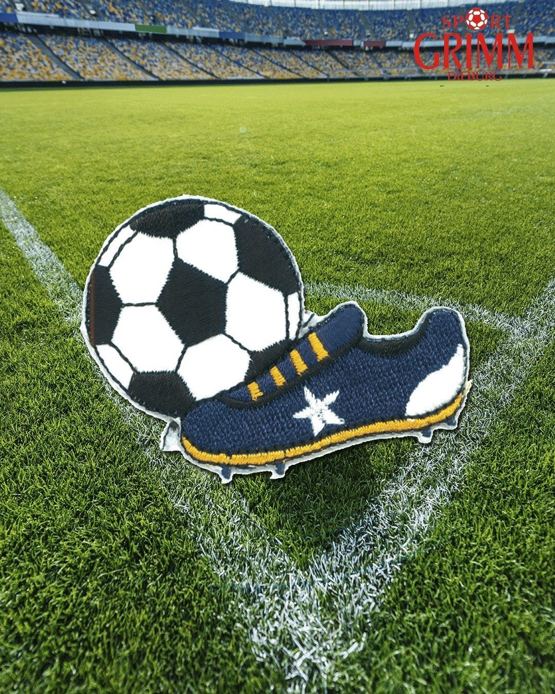 Catch the Patch Aufnäher Bügelbild, Aufbügler, Applikationen, Patches, Flicken, zum aufbügeln, Polyester, Fußball Fußballschuh Sport - Größe: 6 x 4,3 cm