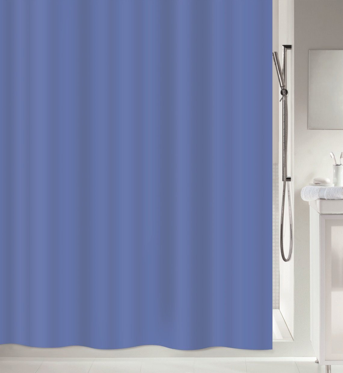 spirella Duschvorhang »ATLAS« Breite 120 cm, Premium Textil-Duschvorhang,  100% Polyester, wasserabweisend, Anti-Schimmel-Effekt, waschbar 40°, uni,  Farbe blau, Größe 120 x 200 cm online kaufen | OTTO