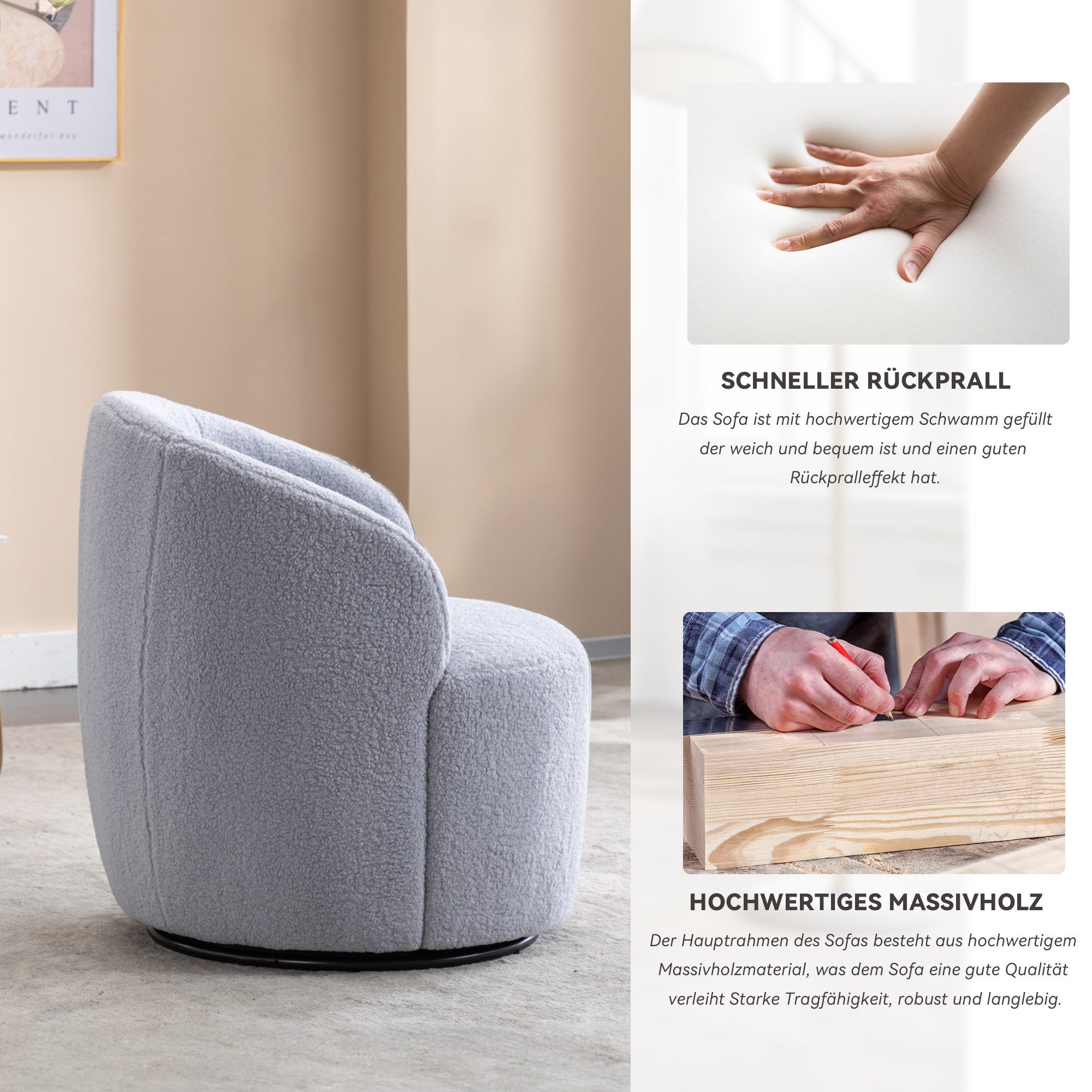 i@home Polsterstuhl Polsterstuhl Drehbarer Lounge-Sessel aus günstig online kaufen