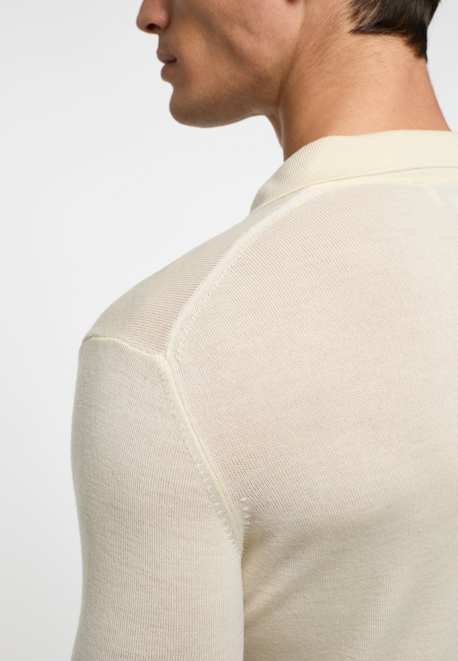 Eterna Langarm-Poloshirt off-white