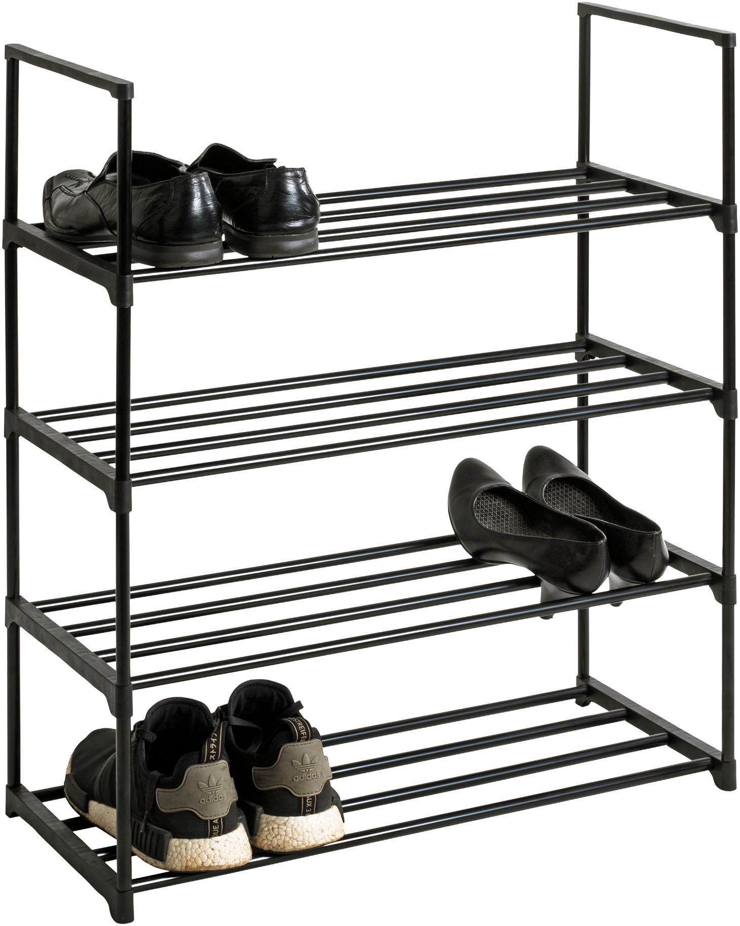 HAKU Schuhregal Schuhaufbewahrung, rechteckig - aus Metall Schwarz - B/T/H 67/30/81 cm