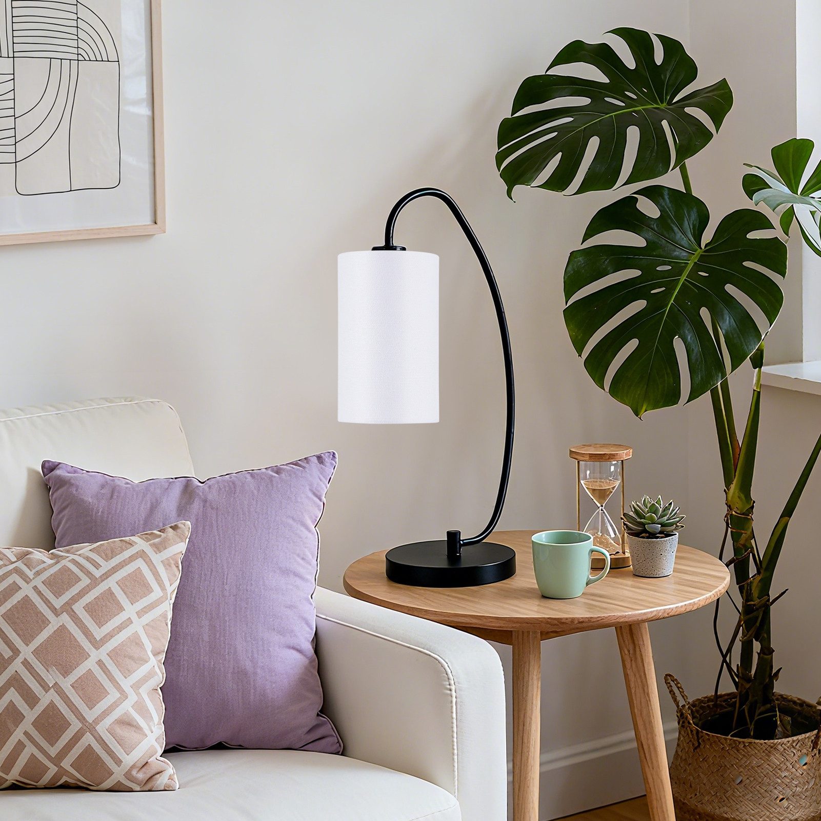 STANBOW Tischleuchte Tischlampe, Skandinavisch-Minimalistisch, Lesen, Entspannen& Dekor, ohne Leuchtmittel, 53 cm, E27, Schwarz/Weiß, für Schreibtisch & Nachttisch