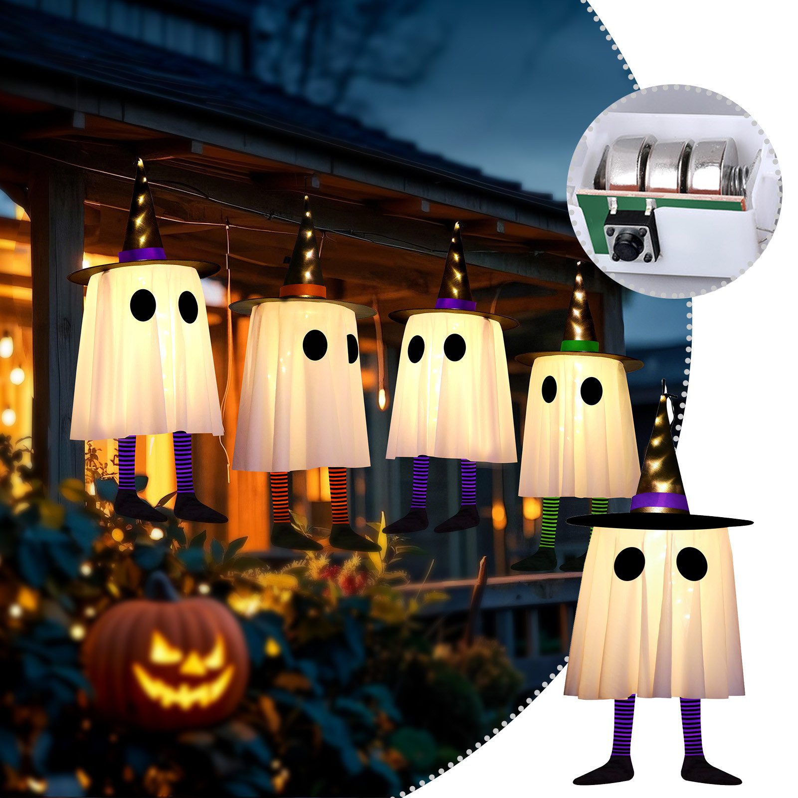 MUPOO LED Dekolicht Dekohänger LED-Lichterkette Geister-Hexenhut günstig online kaufen