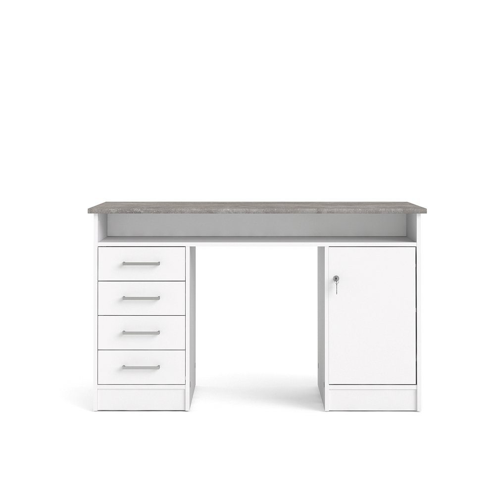 ebuy24 Schreibtisch mit und 4 1 1 Regal, Plus Schubladen Schreibtisch