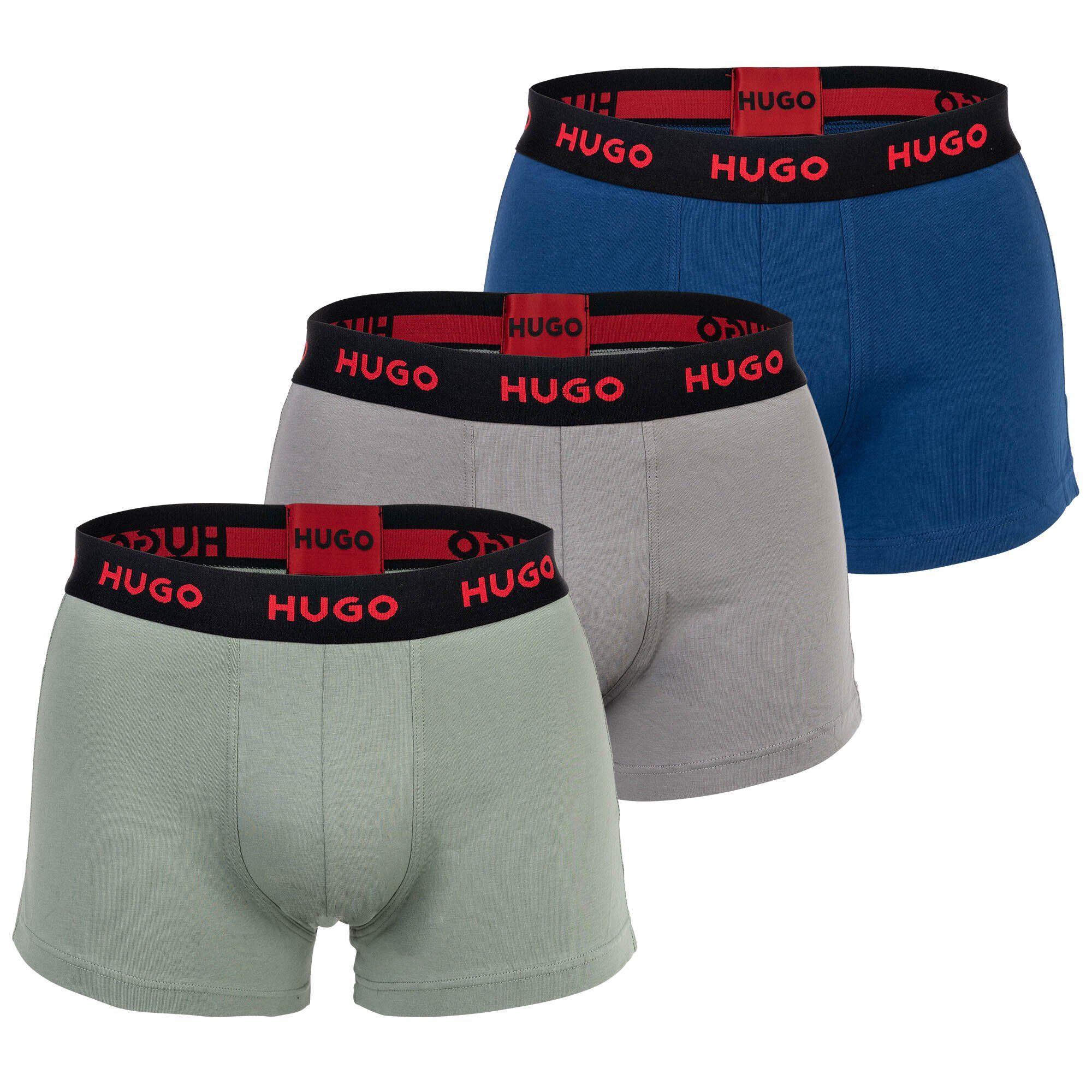 Boxer Boxer Trunks Triplet Grau/Blau 3er Herren HUGO - Shorts, Pack