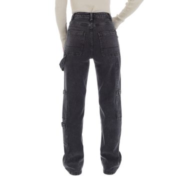 Ital-Design Cargojeans Damen Freizeit (86537193) Used-Look Stretch High Waist Jeans in Schwarz