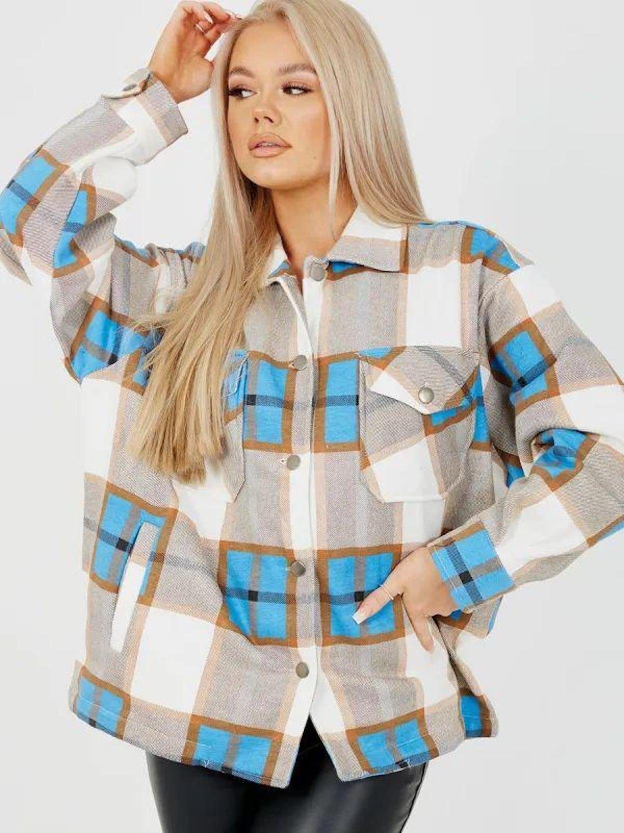 Worldclassca Flanellbluse Worldclassca Oversized Karo Hemd Hemdjacke Kariert Holzfällerhemd