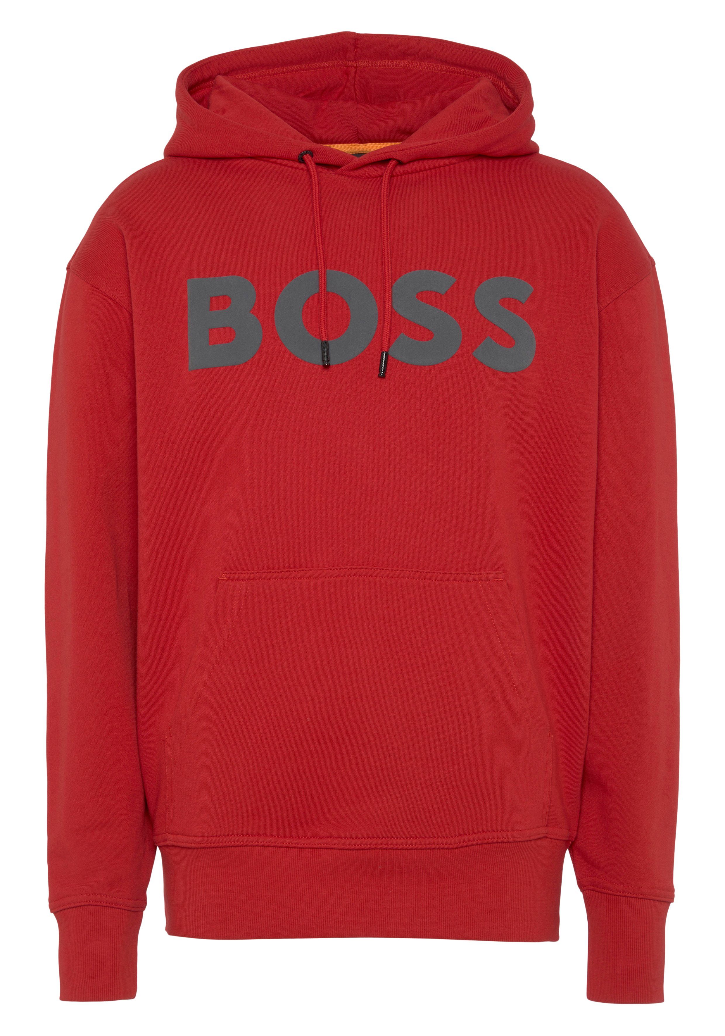 WebasicHood bright weißem ORANGE Logodruck BOSS mit Sweatshirt red