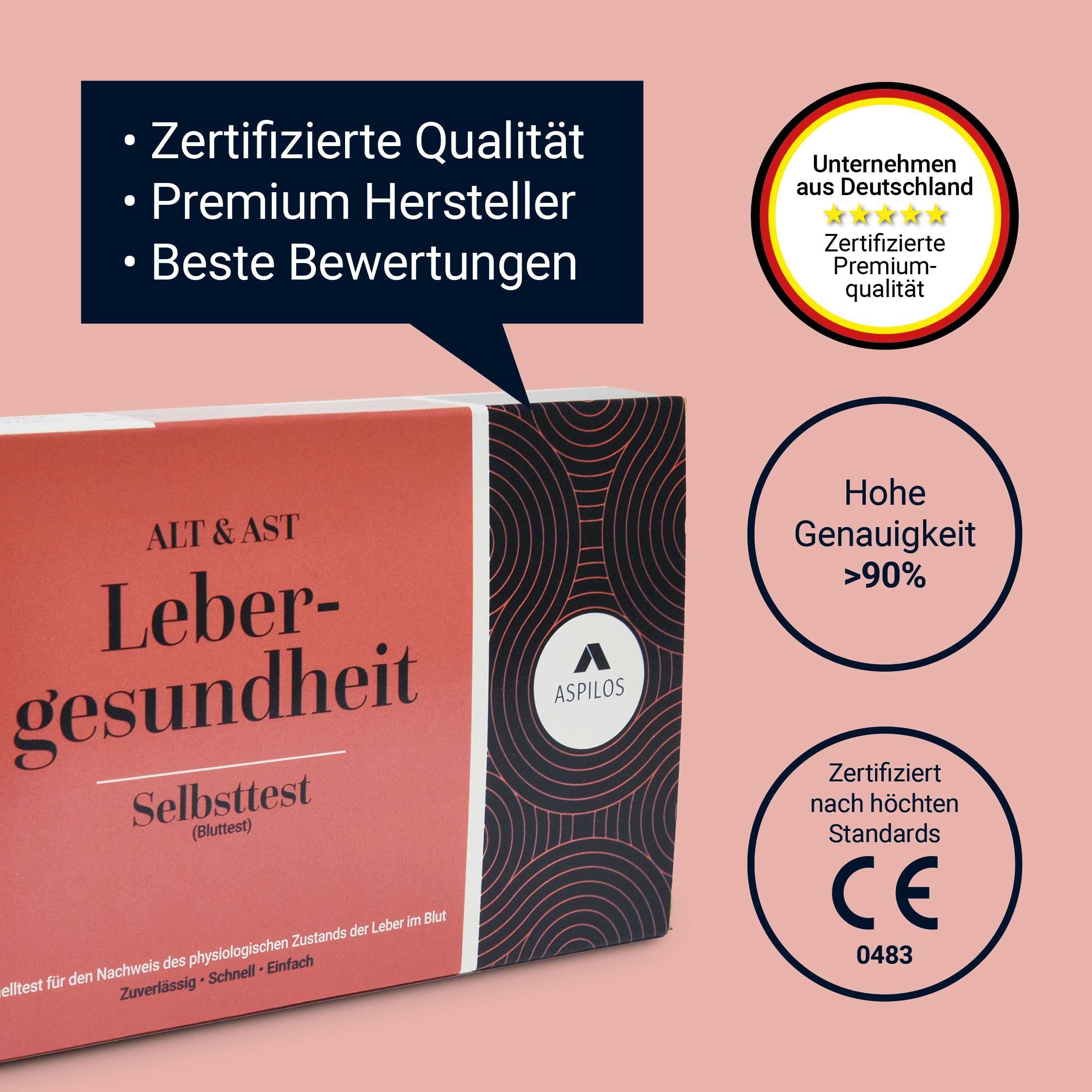 ASPILOS Hämoglobin-Schnelltest Leber Selbsttest für Zuhause in 10 Minuten - ALT & AST, 1-tlg., Bluttest, selbst durchführbar, Lebergesundheit, Transaminasespieg – Bild 5 von 5