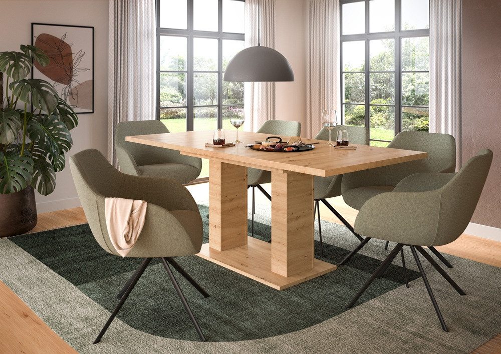 xonox.home Esstisch Esstisch Motion ausziehbar Säulengestell Eiche Artisan 150(190)x90, Küchentisch, Eiche Artisan