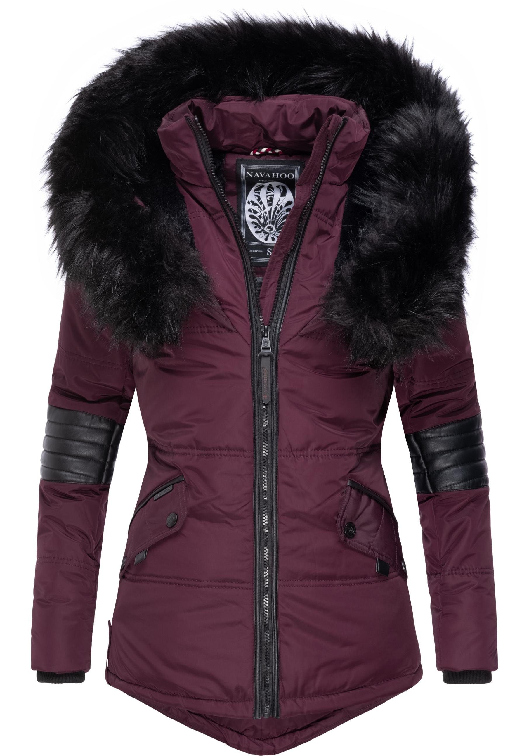 Navahoo Winterjacke Nirvana edle Steppjacke m. schwarzem Kunstpelzkragen