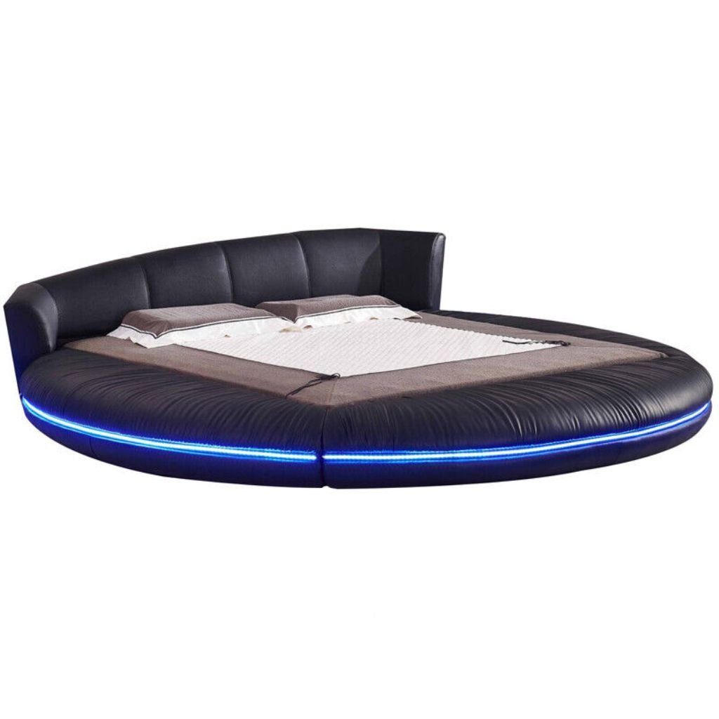 JVmoebel Rundbett Rund Design Кровати Rundes Bett Doppel Hotel Gestell mit Led Sofort (1-tlg), Made in Europa