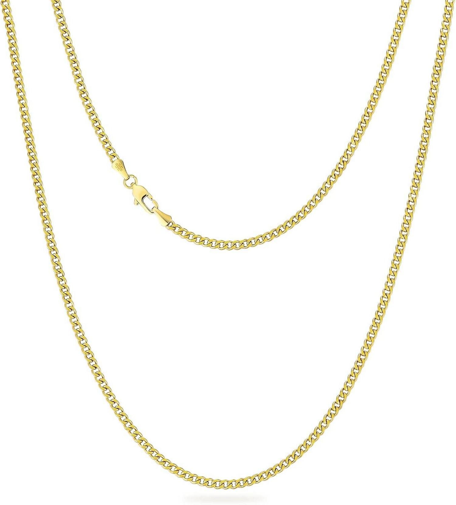 LuxusKollektion Ketten und Armband Set Edelstahl Panzerkette mit Diamantschliff, 14K Gold Cuban Link Chain