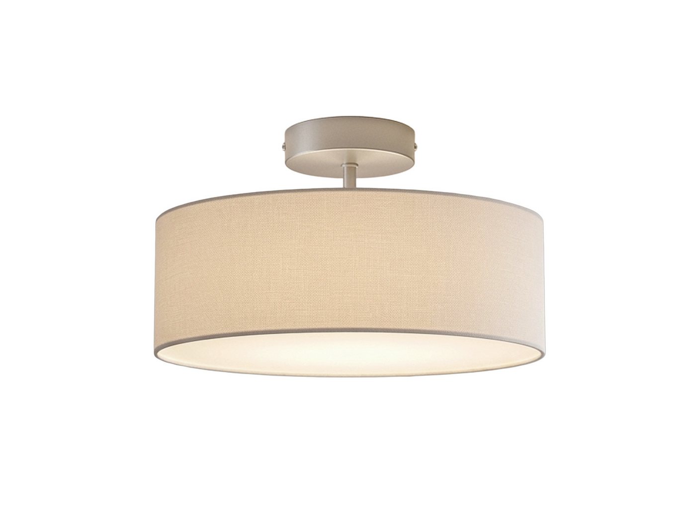 meineWunschleuchte Deckenleuchte mit Stoff Lampenschirm Weiß Ø 30cm, ohne Leuchtmittel, kleine Stoff-Lampe, gemütliche Deckenlampe, E14 Schlafzimmerlampe