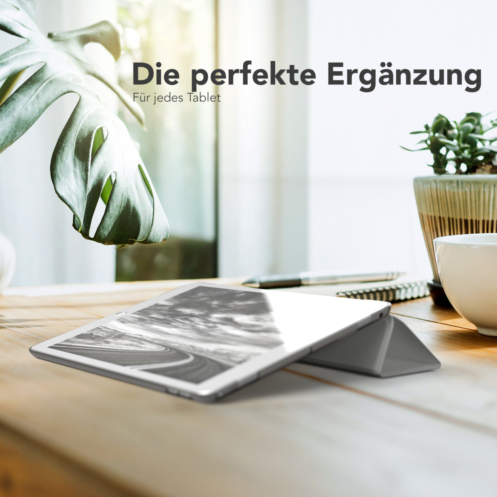 EAZY CASE Tablet-Hülle Smart Case für iPad 10,2" 7. / 8. / 9. Generation 10,2 Zoll, Tablet Case Bookcover Smart Flipcase Schutztasche magnetisch Hellgrau