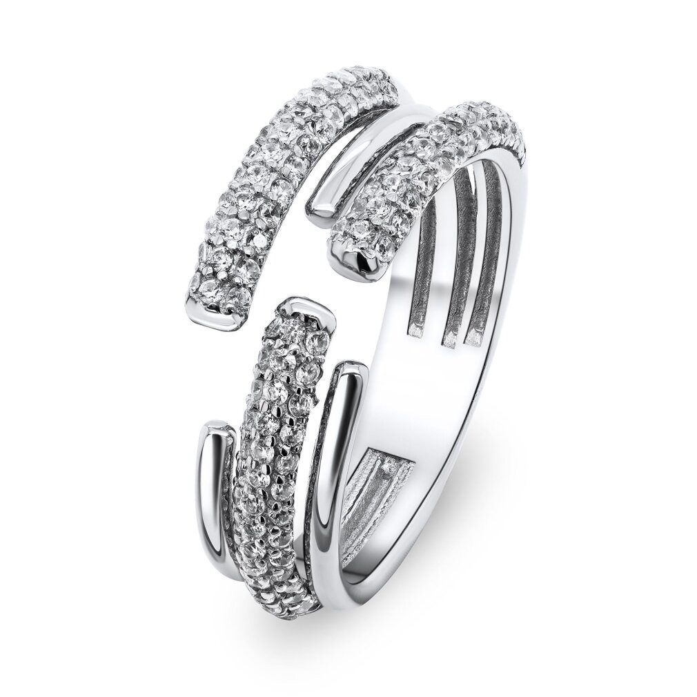 Brilio Silver Fingerring Luxuriöser offener Ring mit klaren Zirkonen RI036W günstig online kaufen