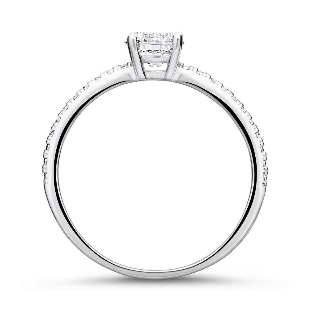 JEWLIX Verlobungsring 375er Weißgold Damenring mit Zirkonia und Zirkonia Pavé VR0461-W
