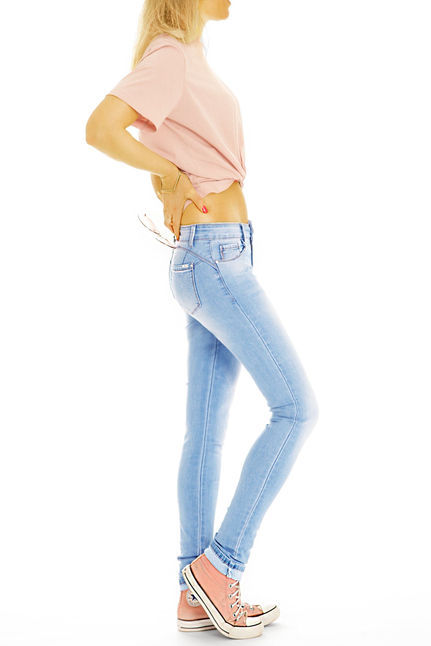 - j36p niedrige dunkelblau Low-rise-Jeans 5-Pocket-Style Rise - Leibhöhe Hose mit Low Stretch-Anteil, Jeans styled Hüftjeans be Damen
