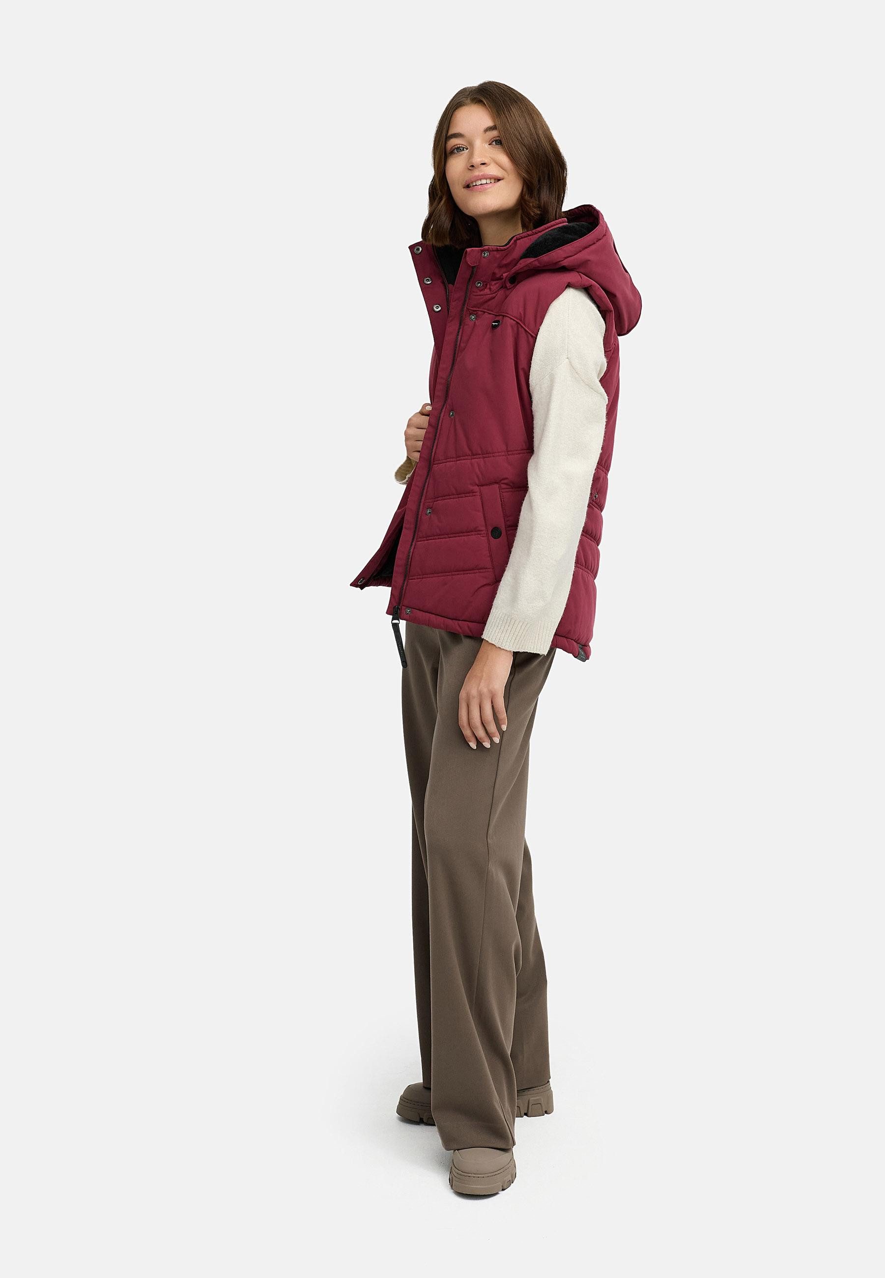 Ragwear Steppweste Hesty Wasserdichte Outdoor-Weste mit abnehmbarer Kapuze