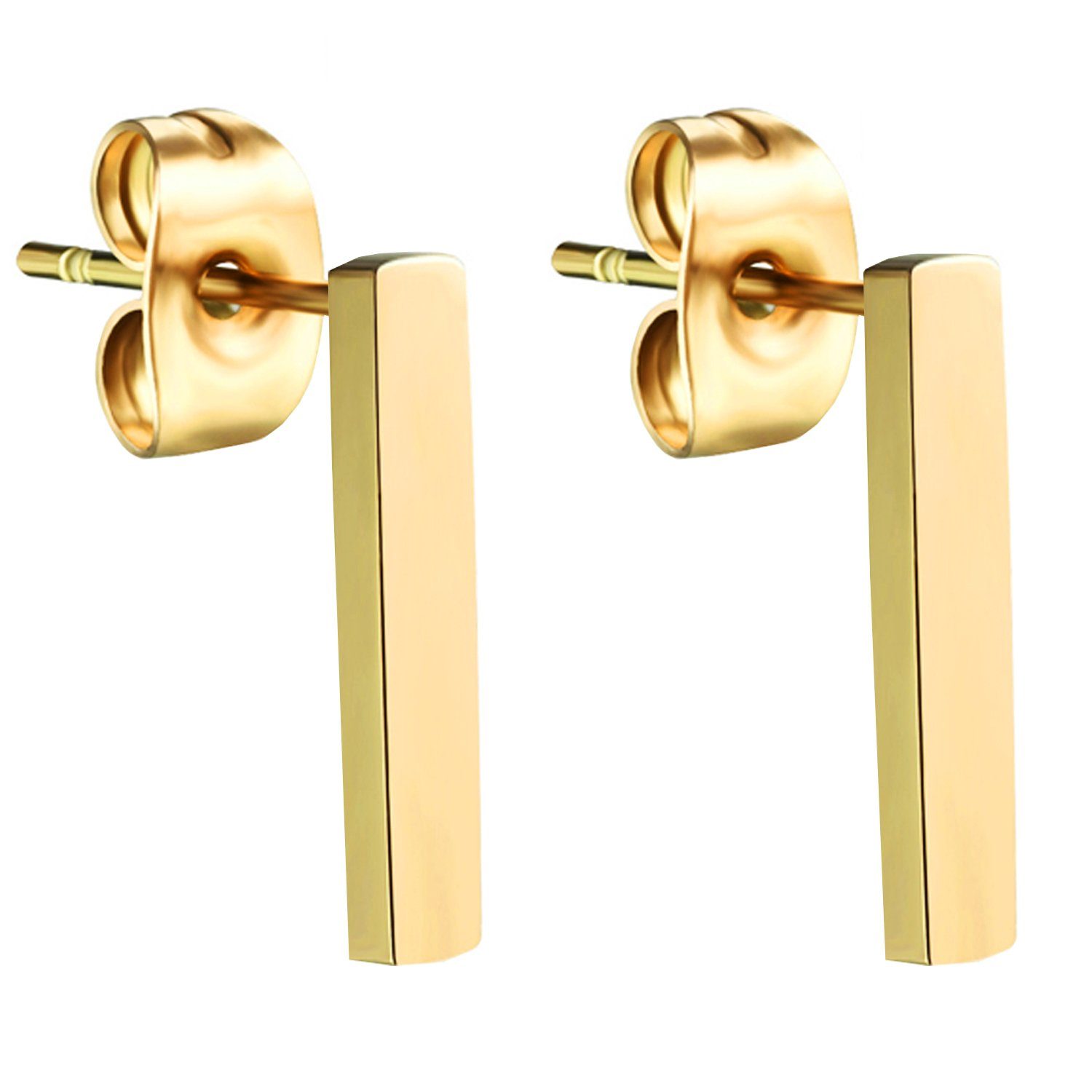 LÖB Paar Ohrstecker 18K Gold vergoldet Edelstahl Ohrringe Ohrstecker Stab 1 günstig online kaufen
