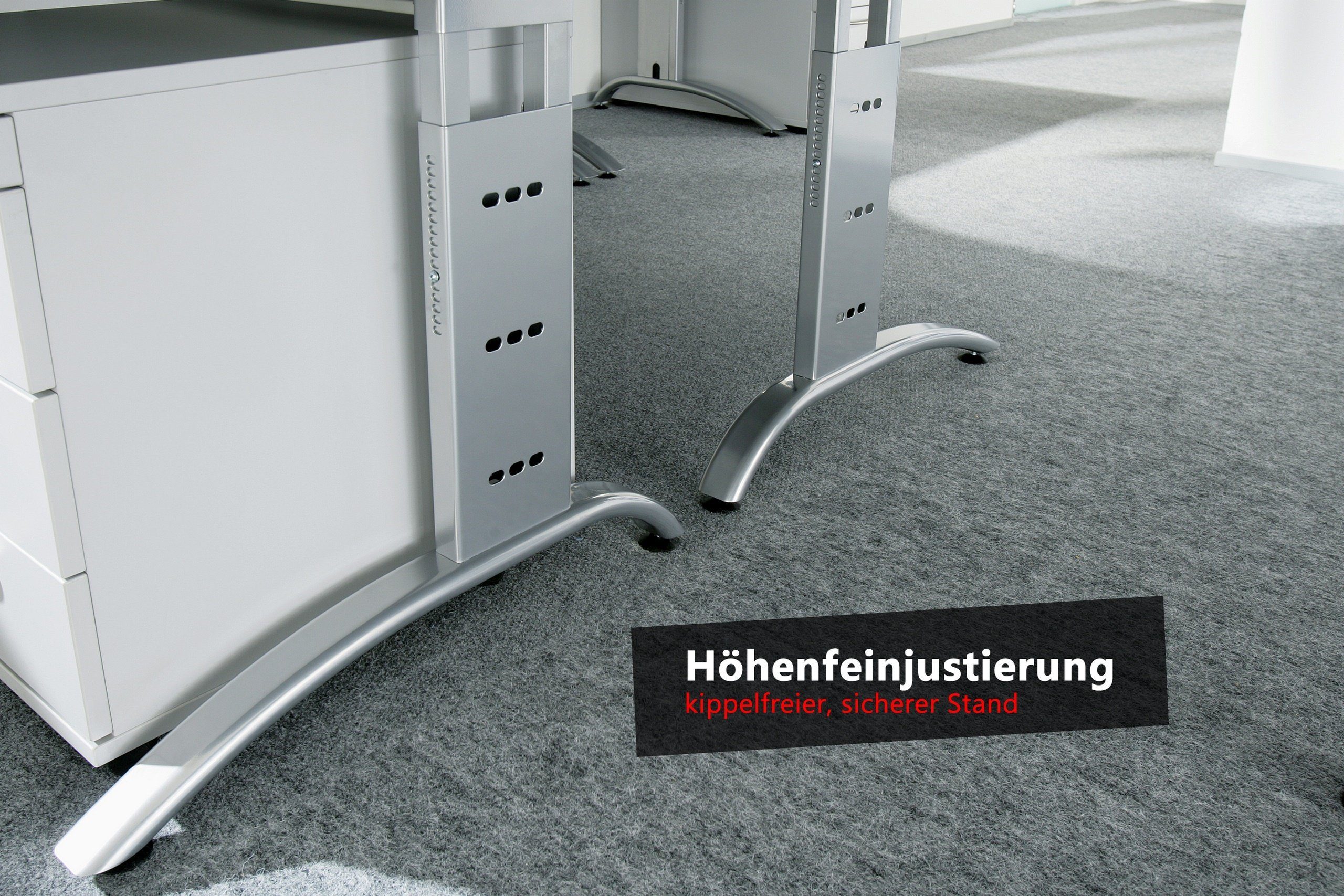 Dekor: Schreibtisch cm Eiche Quadrat: - Serie-F, bümö Silber Schreibtisch 80 80 Gestell: x -