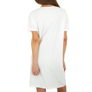 Ital-Design Sommerkleid Damen Freizeit Print Stretch Sommerkleid in Weiß