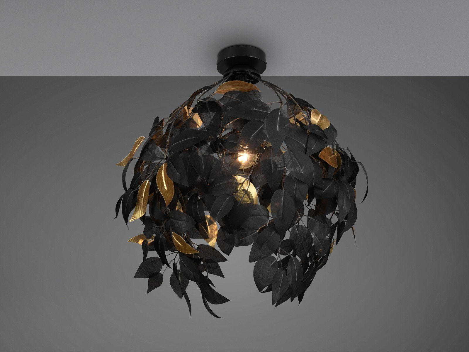 Reality Leuchten LED Deckenleuchte, Dimmfunktion, LED wechselbar, Warmweiß, Ausgefallene extravagante Blätter Designer-lampe für Decke Ø 38cm