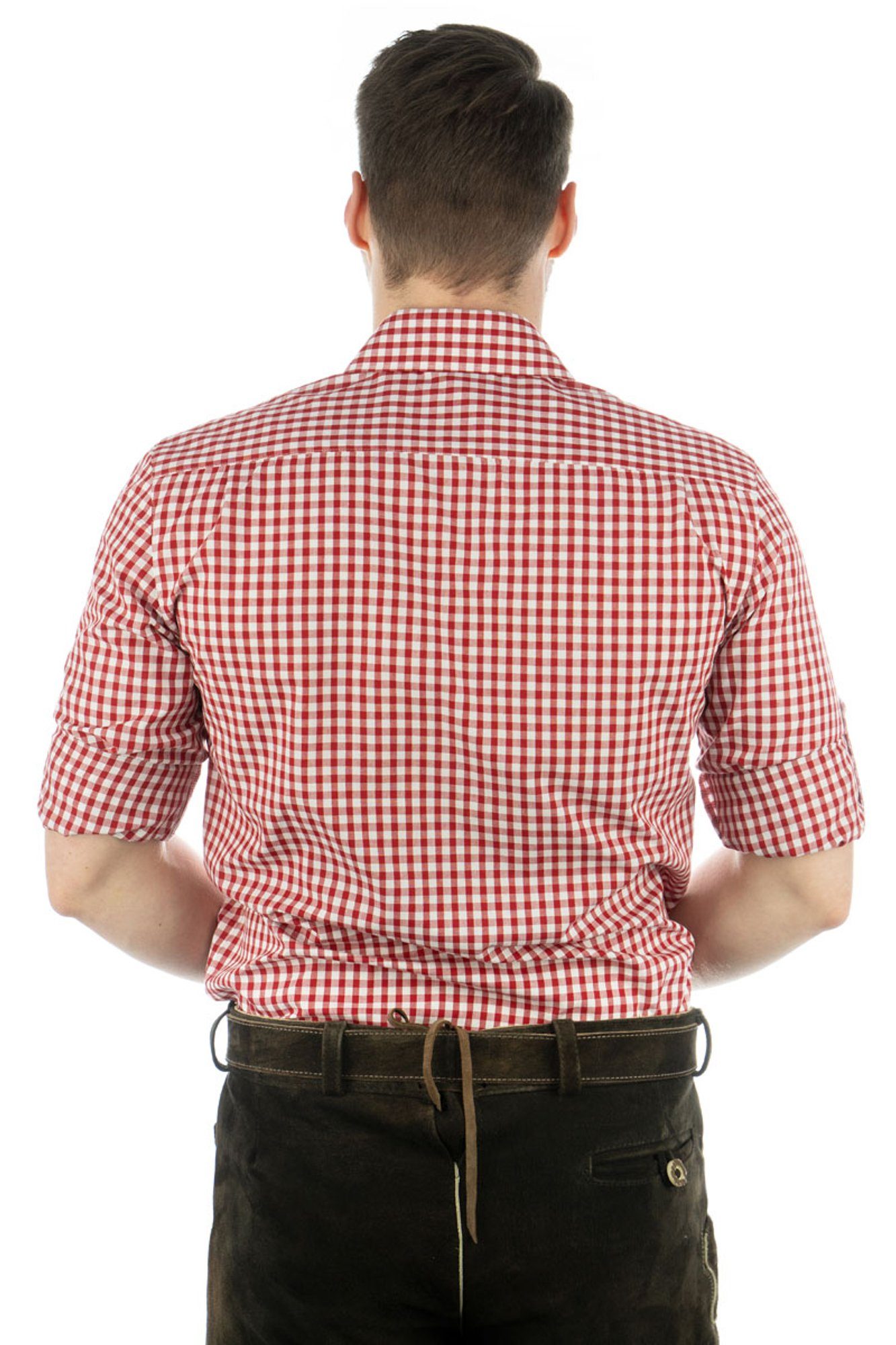 Herren Hemden OS-Trachten Trachtenhemd Utamo Langarmhemd mit aufgesetzter Brusttasche, Edelweiß-Stickerei auf der Knopfleiste