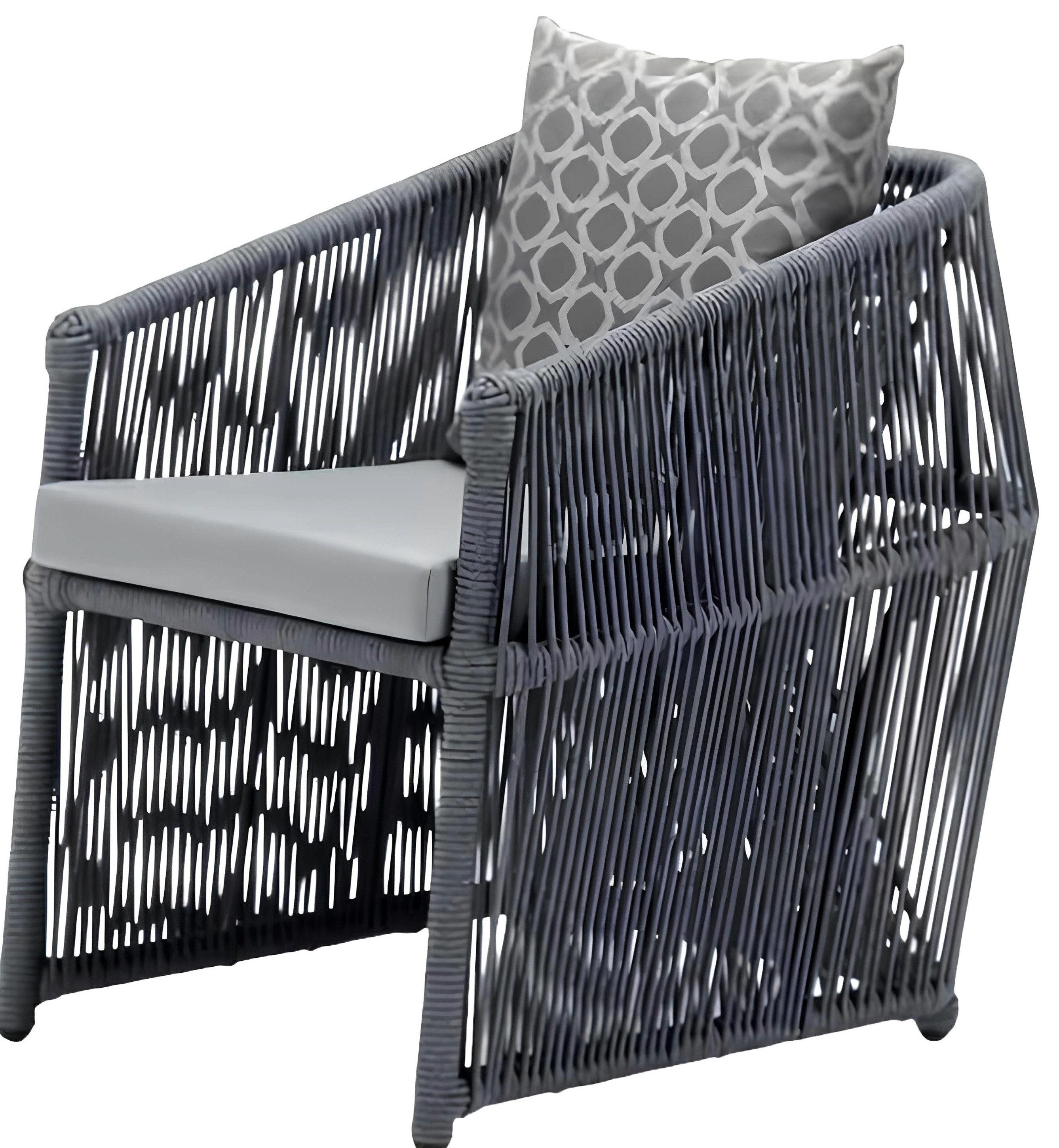 Xlmoebel Gartensessel Stilvolles Rattan-Grau Einzelsofa für Terrasse und Garten (Sessel), Hergestellt in Europa