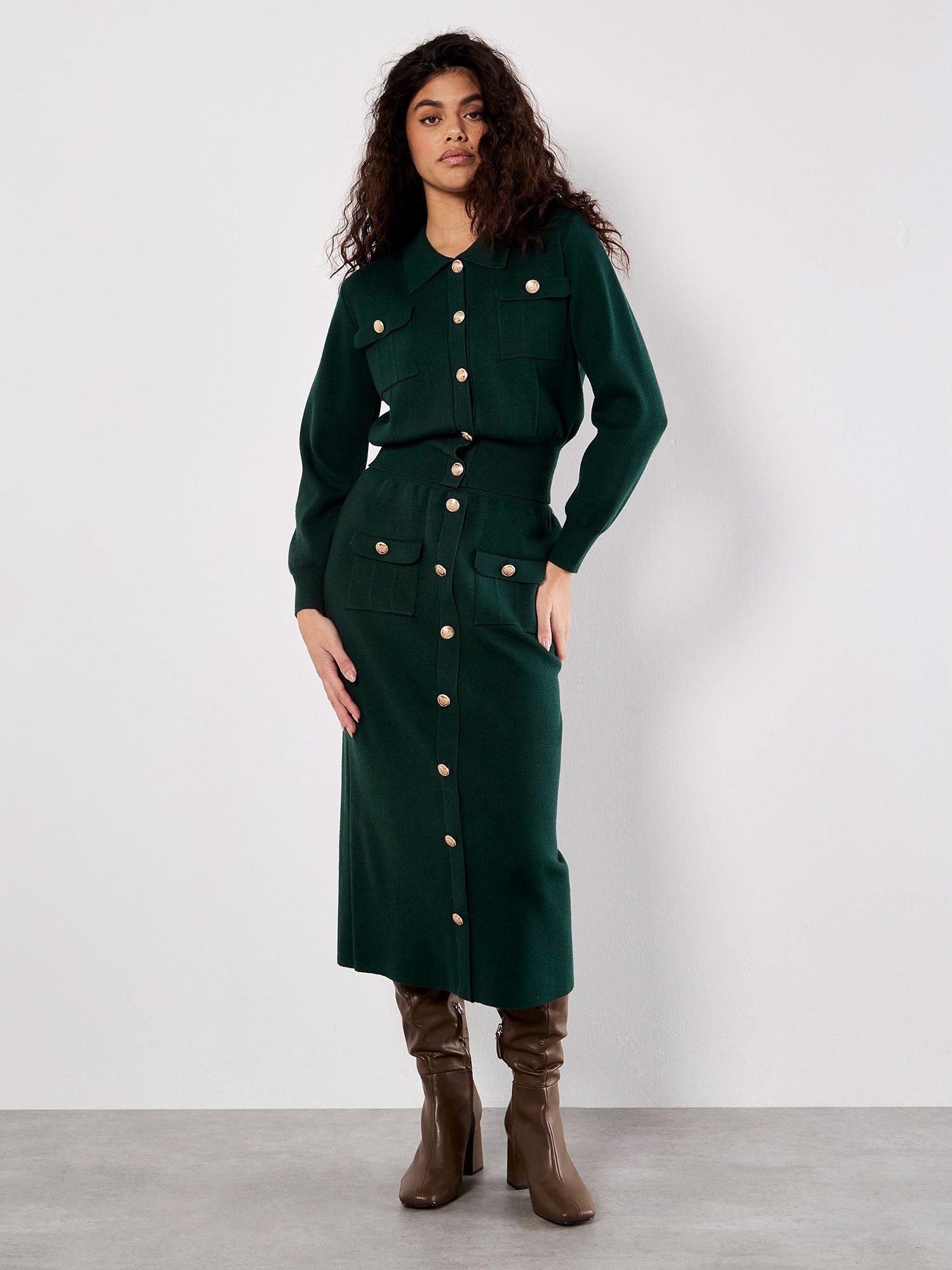 Apricot Strickrock Midirock mit aufgesetzten Taschen günstig online kaufen