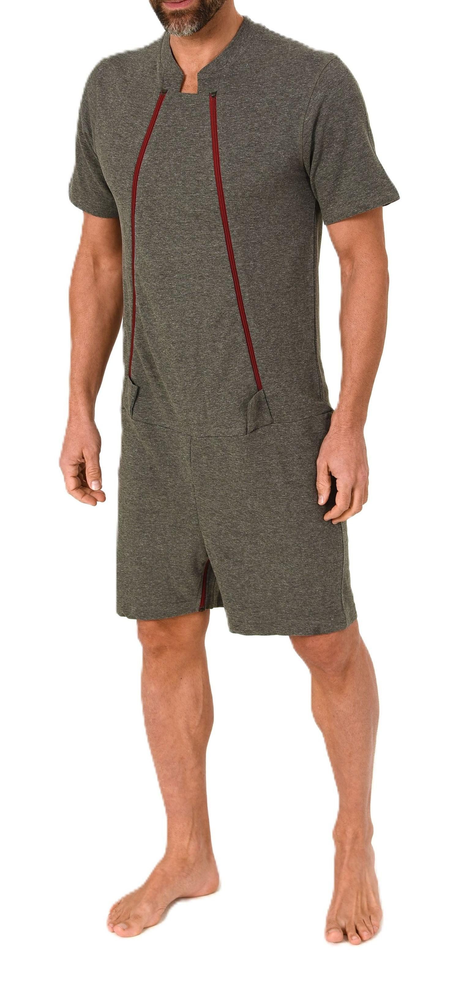 Normann Care Pyjama Herren Pflegeoverall kurzarm mit Reissverschluss Vorne günstig online kaufen
