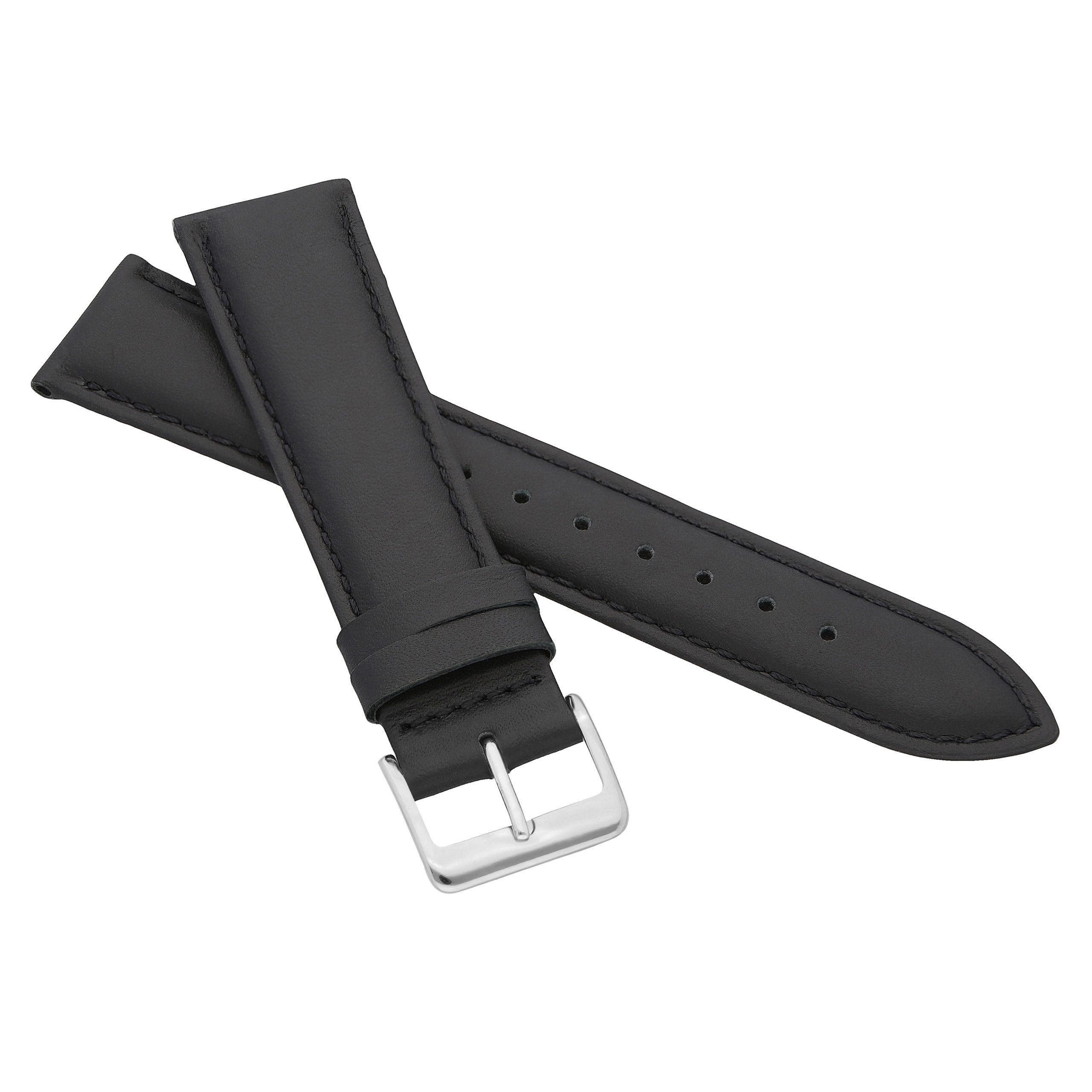 MARCHEL Uhrenarmband LLB-10 Schwarz, Hochwertiges Kalbsleder günstig online kaufen