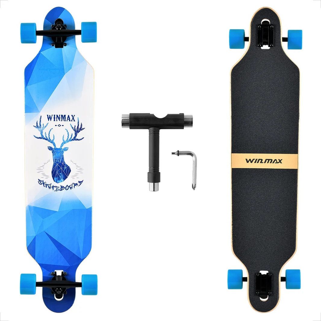Longboard Twin Tip Skateboard Longboard Elk 8 Lagen, ABEC 11