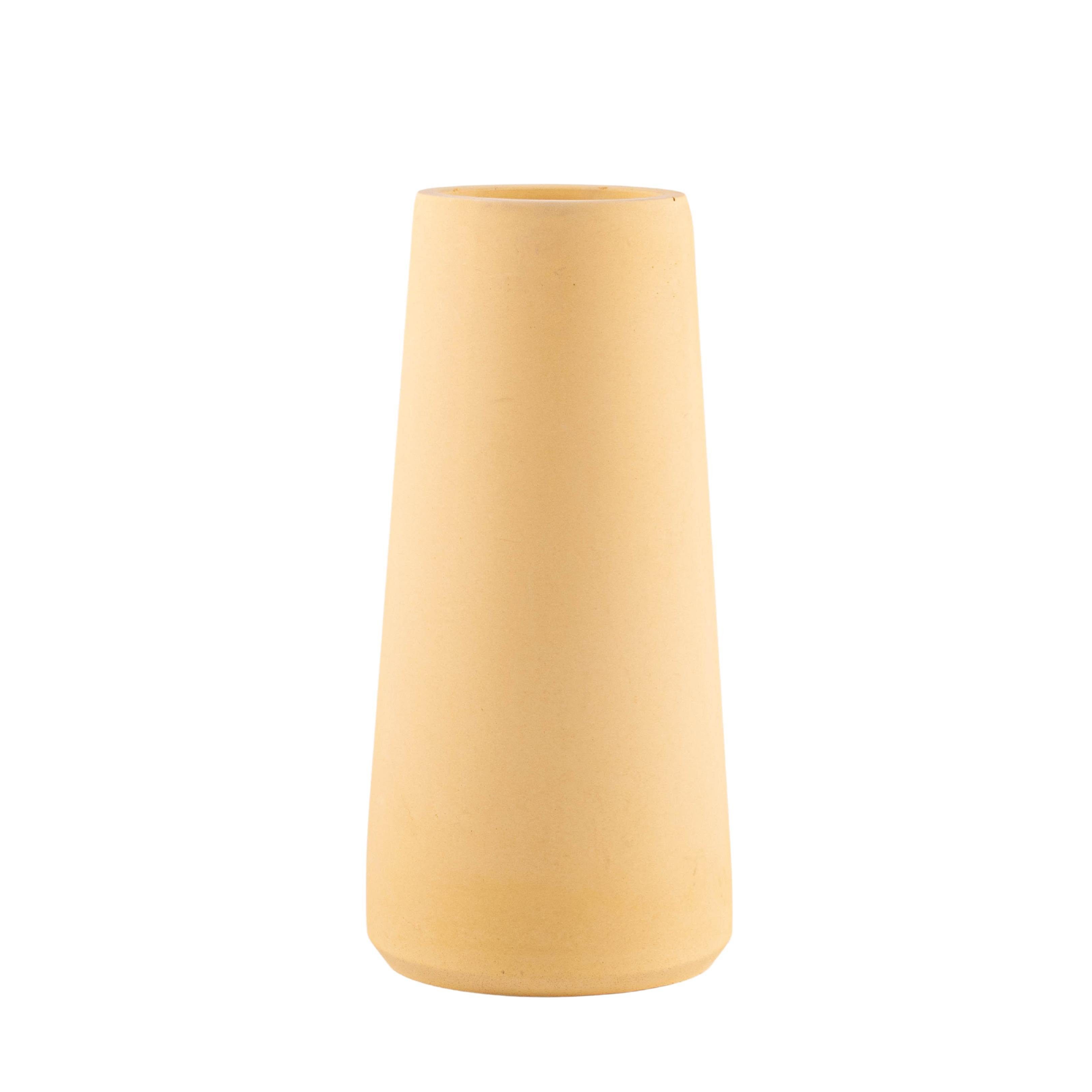 TIVENDIS Dekoschale Vase "Ellie" Yellow aus H:28cm Beton