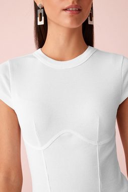 Next Longshirt Kurzärmeliges T-Shirt mit Korsagen-Detail (1-tlg)