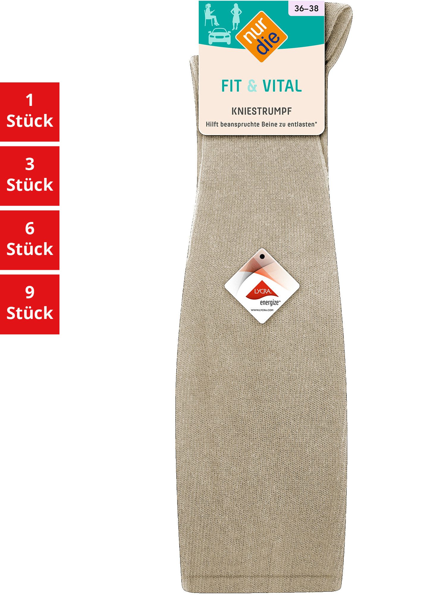 Nur Die Kniestrümpfe Fit & Vital Damen (1er/3er/6er/9er Pack, 3-Paar) Knie- günstig online kaufen