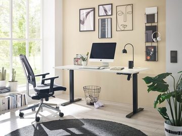 Schreibtisch Schreibtisch, TETSU, Weiß, B 160 cm, T 77 cm