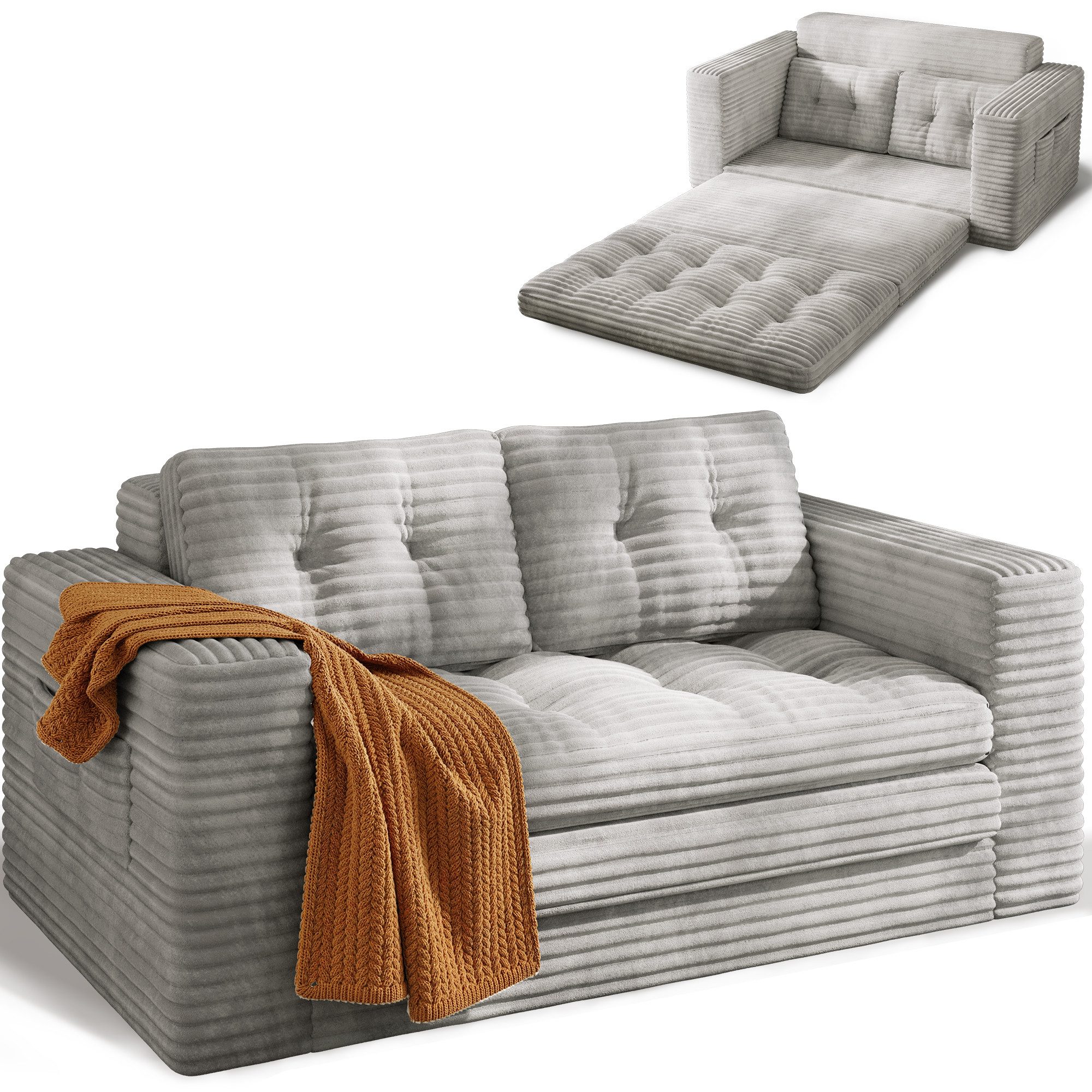 Bealife Schlafsofa 2-Sitzer Schlafsofa klappbar,  mit Gästebettfunktion, kein Aufbau, sofort nutzbar