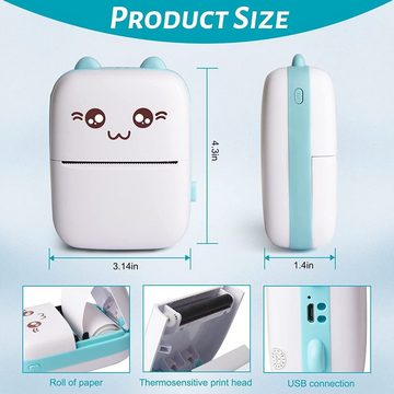 autolock Multi-Mini-Drucker,Geschenke für Kinder,Tragbarer Mini-Thermodrucker Fotodrucker, (WLAN (Wi-Fi), im Taschenformat, Bluetooth-Smart-Mini-Aufkleberdrucker)