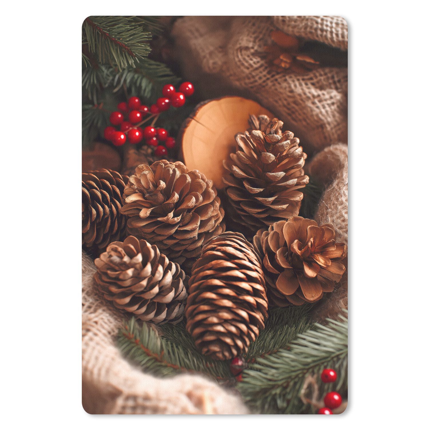 MuchoWow Mauspad Tannenzapfen - Baum - Winter - Natur - Braun (1-St), Maus Pad Klein, Gaming Zubehör, Büro Deko, 18x27 cm