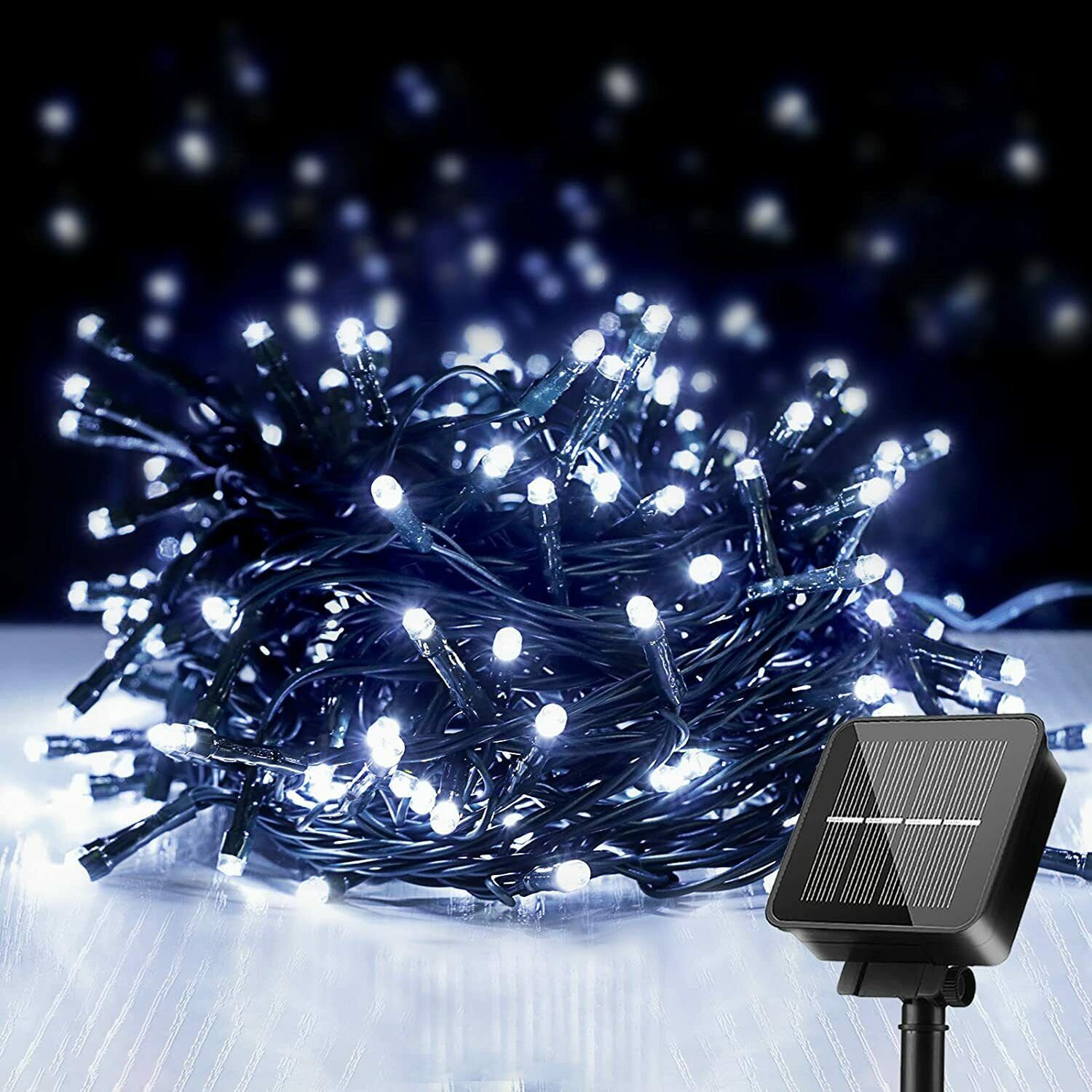 Deko Innen 100/200 IP65 8 LED-Lichterkette LEDs Wasserdicht Solar LETGOSPT 12m/22m Lichterkette, Modi, Außen LED ‎Kaltweiß Garten Solarleuchte mit Lichtervorhang