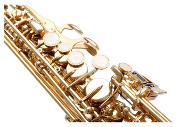 Classic Cantabile Saxophon SS-450 Sopran Saxophone gerade, Messing, (Sopran Sax, Set mit Koffer, Mundstück, S-Bögen, Putztuch und Handschuhe), Sopransaxophon, Hoch-Fis-Klappen, ergonomische Klappenmechanik