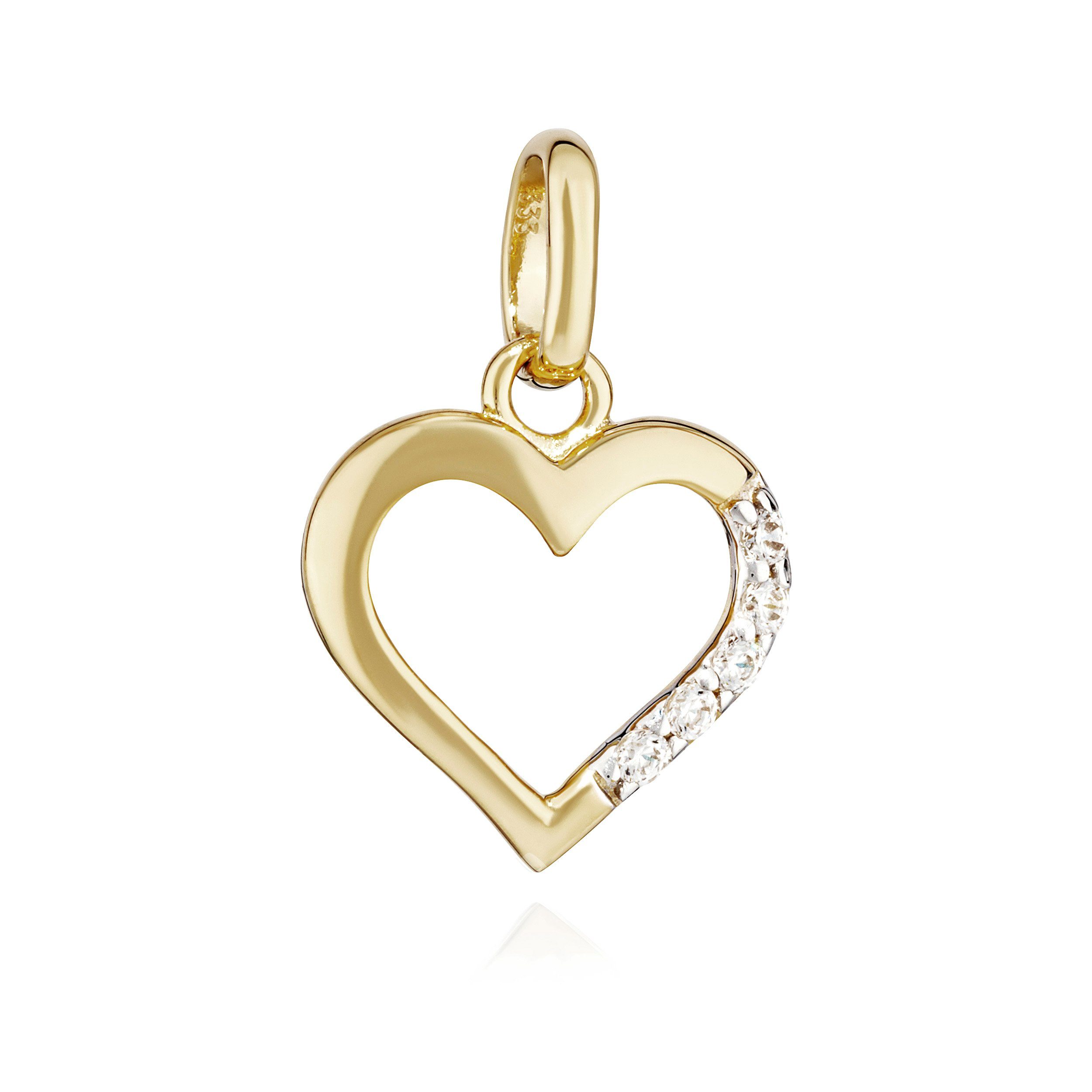 Kettenanhänger Kettenanhänger Herz 333 Gelb Gold 8 Karat 11x10mm Zirkonia weiß Damen