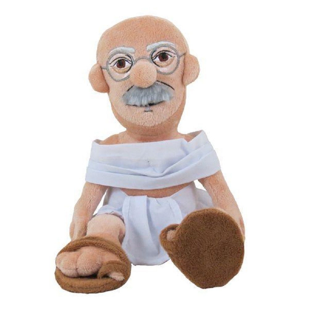 The Unemployed Philosophers Guild Dekofigur Gandhi (ca. 28 cm, 1 St., kuschelig, Dekopuppe), mit biografisches Schild mit Daten, Auftritten & persönlichem Zitat